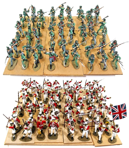 Plastic toy soldiers on 12 inch boards